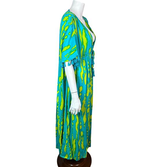 True Destinations Cover up Dress Size M Boho long maxi colorful tassel vacation - Picture 4 of 14